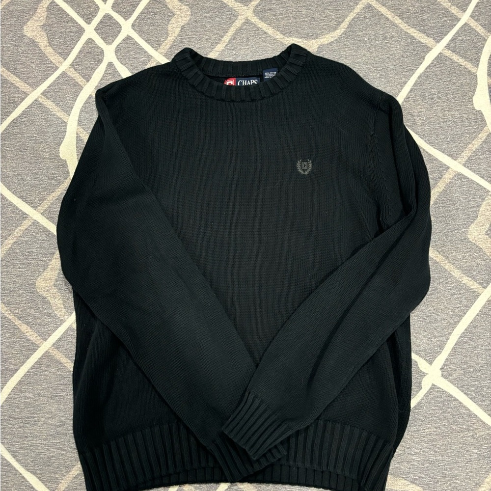 Classic Black Chaps Crewneck Sweater